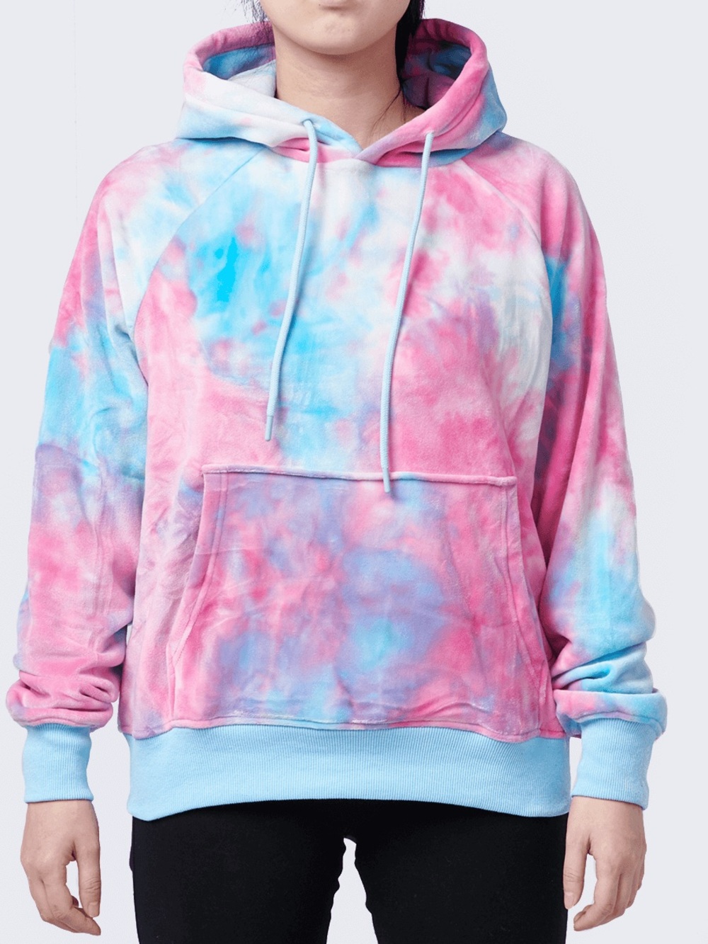 NWT Spark Paws Velvet Human Hoodies size Small in Tie-Dye Pink & Blue